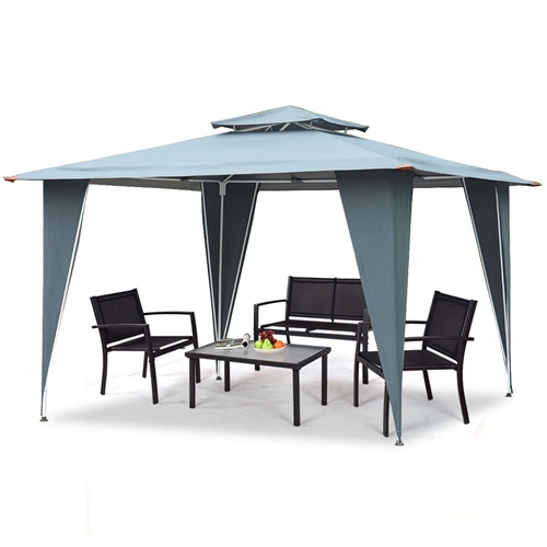 11.5ft x 11.5ft Steel Gazebo Canopy Tent Awning Gray