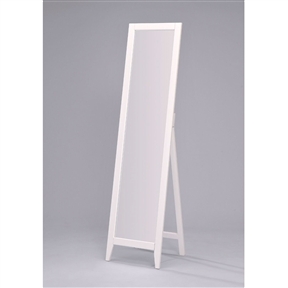 Contemporary Bedroom Floor Mirror in White Wood Finish