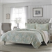 King size 3-Piece Reversible Cotton Quilt Set with Seafoam Blue Beige Floral Pattern