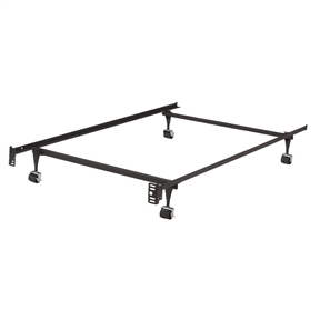 Twin Metal Bed Frame w/ Locking Rug Roller Wheels & Headboard Brackets