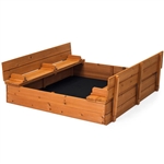 Sturdy Brown Cedar Kids Complete Seated Bench Sandbox