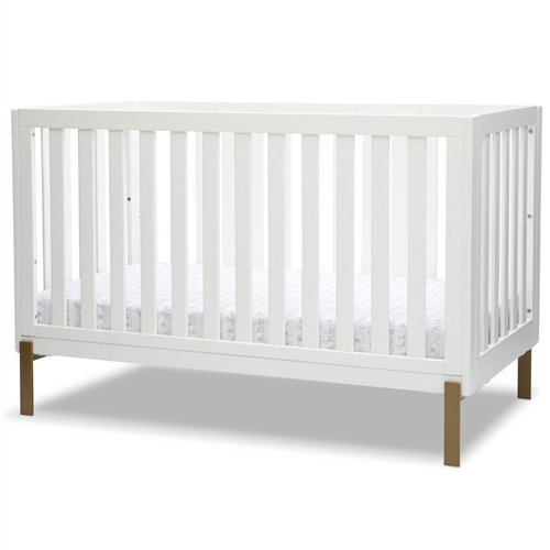 Modern Contemporary White/Gold Convertible Crib