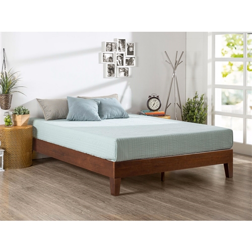 King size Low Profile Solid Wood Platform Bed Frame in Espresso Finish