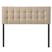 King size Beige Fabric Upholstered Mid-Century Style Headboard