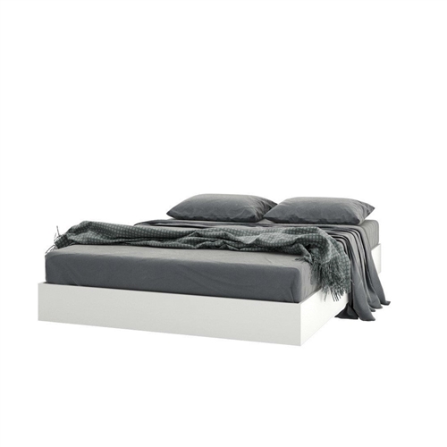 Modern Levitating Floating White Platform Bed in Queen Size