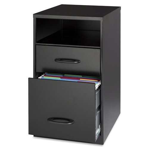 Black Metal 2-Drawer Filing Cabinet with Office Storage Shelf