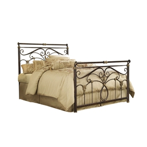 Queen size Metal Sleigh Bed in Marbled Russet Finish