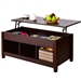 Brown Wood Lift Top Coffee Table with Hidden Storage Space