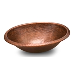 Hammered Copper Oval Bathroom Sink Vessel 17 x 13 inch