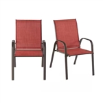 Set of 2 - Outdoor Dining Patio Chairs in Pepper Red