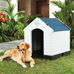 Medium size Dog House Outdoor White Blue Plastic with Elevated Floor