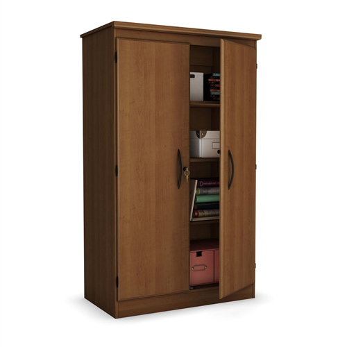 Cherry 2-Door Storage Cabinet Wardrobe Armoire for Bedroom Living Room or Home Office