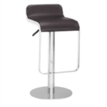 Modern Bar Stool with Espresso Brown Faux Leather Swivel Seat