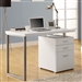 Left or Right Facing Modern Office Desk in White Finish with File Drawers