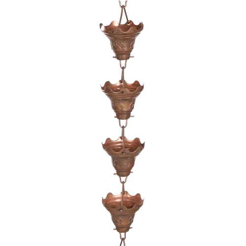Mariposa 100% Copper 8.5 Ft Rain Chain Cascading Water Cups