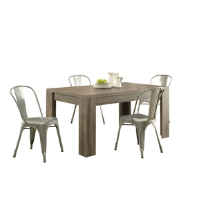 Modern Block Leg Rectangular Dining Table in Dark Taupe Wood Finish