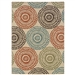 7'10" x 10'10" Indoor / Outdoor Beige Area Rug with Colorful Circle Pattern