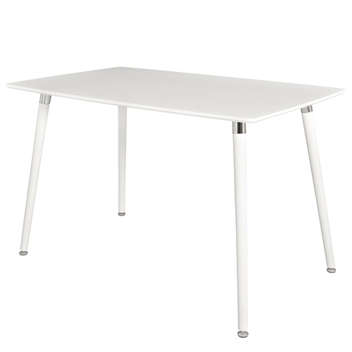 Modern Mid-Century Style Dining Table in White with Wood Legs