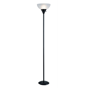 Black 70-inch 150-Watt Floor Lamp White Frosted Shade