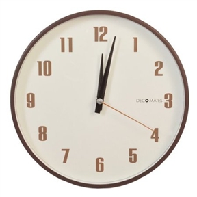 Silent Non-Ticking Retro Wall Clock in Brown and White