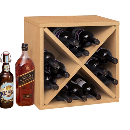 Stackable 12-Bottle Wine Rack in Natural Wood Finish