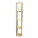 Modern 63-inch Tall Asian Style Floor Lamp with Off-White Shade in Natural Finish