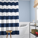 72 inch Height Polyester Navy White Nautical Striped Shower Curtain