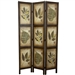 3-Panel Double Sided Floral Botany Plant Life Floral Leaves Room Divider