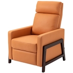 Modern Upholstered Manual Reclining Sofa Chair w/ Armrest and Footrest Orange