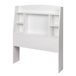 Twin size Bookcase Storage Headboard in White Wood Finish