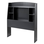 Twin size Bookcase Storage Headboard in Black Wood Finish