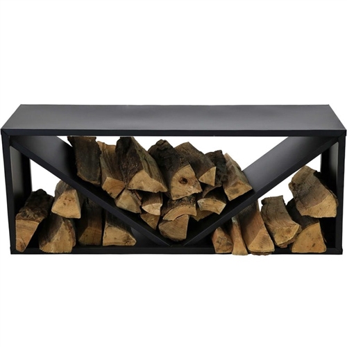 Black Indoor/Outdoor 41 inch Steel Triple Triangle Firewood Log Storage Rack
