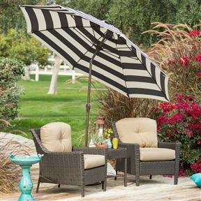 Stylish 9-Ft Market Patio Umbrella with Crank and Tilt in Navy and White Stripe