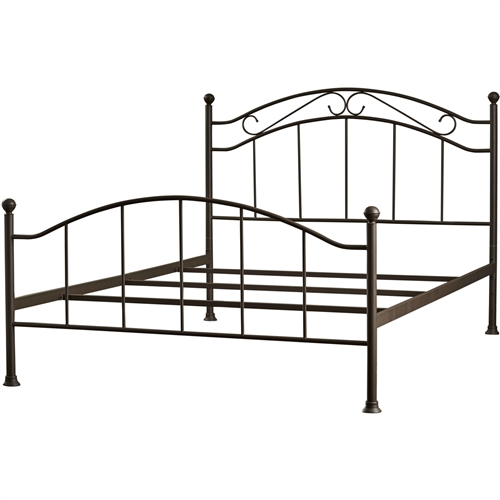 Queen size Scroll Design Metal Bed Frame with Headboard and Footboard in Brown Finish