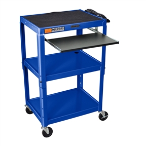 Mobile Stand Up Computer Cart Workstation Desk in Royal Blue