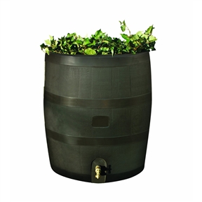 Round Rain Barrel with Built in Planter - 35 Gallon Capacity