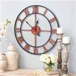 Decorative 18.5-inch Roman Numerals Silent Non-Ticking Wall Clock in Red