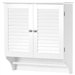 White Bathroom Wall Cabinet with 2 Louver Shutter Doors and Shelf