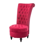 Red Tufted High Back Plush Velvet Upholstered Accent Low Profile Chair