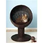 Fancy Cat Espresso Wicker Modern Cat Bed Lounge