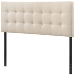 Full size Modern Ivory Fabric Upholstered Button Tufted Headboard