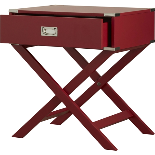 Modern 1-Drawer French Dovetail End Table Nightstand in Red Wood