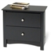 Black Two Drawer Bedroom Nightstand with Brushed Nickle Knobs