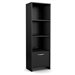 Modern Bookcase with 3 Shelves & Bottom Door in Black