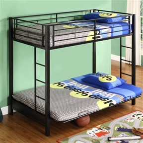 Black Metal Twin over Full-size Futon Bunk Bed Frame