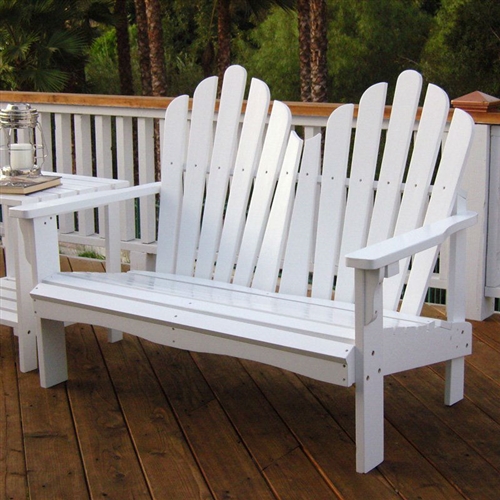 Outdoor Garden Bench Loveseat in White Wood Finish