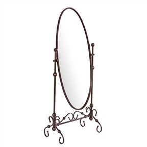 Antique Bronze Finish Metal Cheval Floor Mirror