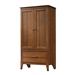 Bedroom Wardrobe Cabinet Storage Armoire in Medium Brown Cherry Wood Finish