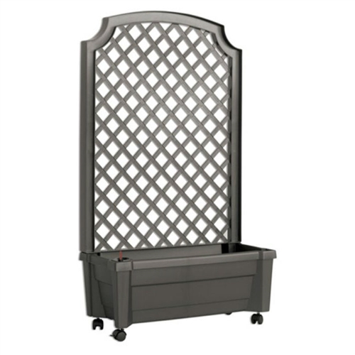 Indoor/Outdoor Grey Polypropylene Wheeled Trellis Planter