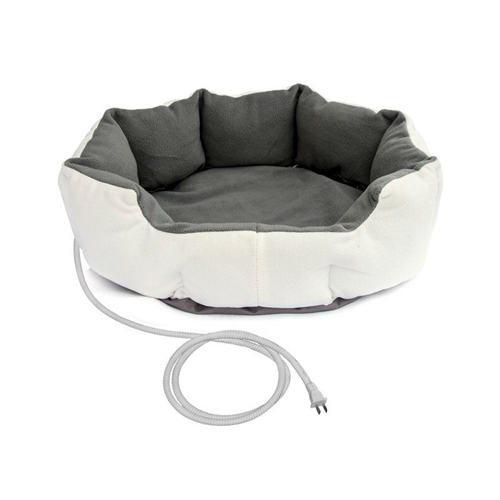 Heated 26-inch Medium size Dog Bed in White Grey with 6ft Electric Cord